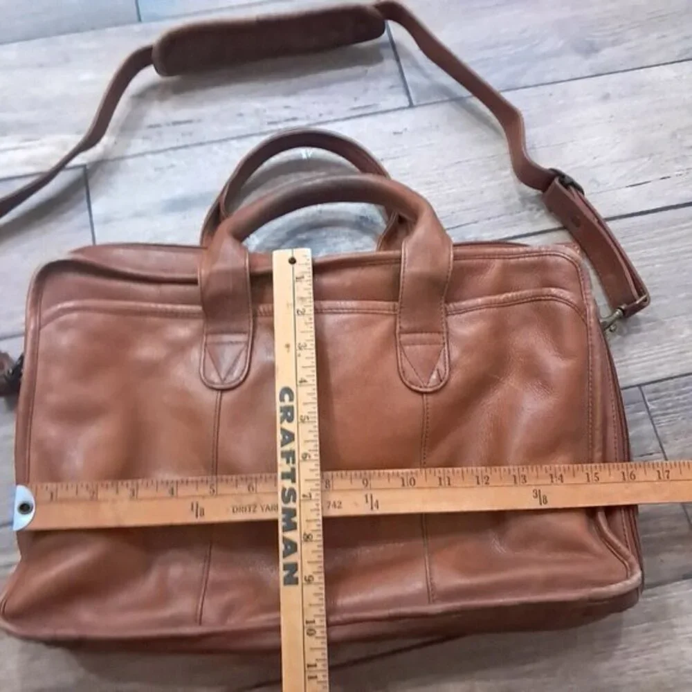 EKA Leather Briefcase Crossbody Laptop Document‎ Case camel brown tan Vintage